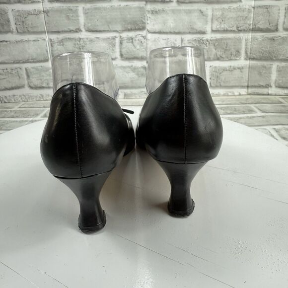 Valley Lane Vintage Women's 9 Wide Black Leather Lace Up Goth Victorian Pumps - Picture 8 of 13